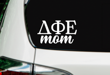 Load image into Gallery viewer, D Phi E | Delta Phi Epsilon Mom | Greek Letters | Vinyl Decal | Car Decal | Laptop Decal | Transfer Decal