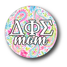 Load image into Gallery viewer, Delta Phi Epsilon Mom Paisley2 Pin Back Button