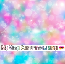 Load image into Gallery viewer, Printed Vinyl | Unicorn Bokeh B | Permanent Removable Adhesive | Permanent Glitter Adhesive | HTV | Glitter HTV | 12 x 12 inches | ONE Sheet