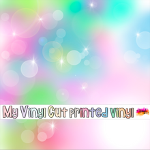 Load image into Gallery viewer, Printed Vinyl | Unicorn Bokeh J | Permanent Removable Adhesive | Permanent Glitter Adhesive | HTV | Glitter HTV | 12 x 12 inches | ONE Sheet
