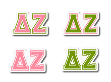 Load image into Gallery viewer, Sticker Sheet | Delta Zeta | Set of 3 inch Sorority Greek Letters stickers 6 X 8