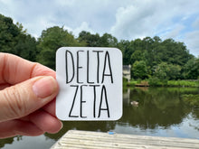 Load image into Gallery viewer, Sorority Sticker | Delta Zeta | DZ_J | Tall Skinny Stack Lettering | Waterproof Vinyl Sticker | Permanent