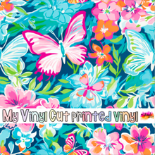 Load image into Gallery viewer, Printed Vinyl HTV &amp; Waterslide Preppy Butterflies E Patterns 12 x 12 inch sheet