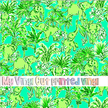 Load image into Gallery viewer, Printed Vinyl &amp; HTV Elephant Jungle Green Pattern 12 x 12 inch sheet