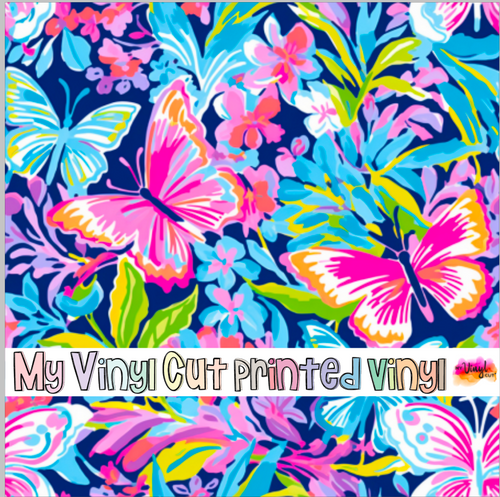 Printed Vinyl HTV & Waterslide Preppy Butterflies F Patterns 12 x 12 inch sheet
