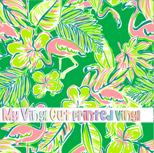 Load image into Gallery viewer, Printed Vinyl &amp; HTV Flamingo Green Pattern 12 x 12 inch sheet