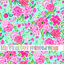 Load image into Gallery viewer, Printed Vinyl &amp; HTV Fleur Mint Pattern 12 x 12 inch sheet