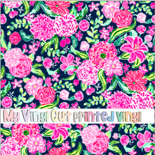 Load image into Gallery viewer, Printed Vinyl &amp; HTV Fleur Navy Pattern 12 x 12 inch sheet