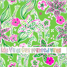 Load image into Gallery viewer, Printed Vinyl &amp; HTV Giraffes Green Pattern 12 x 12 inch sheet