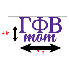 Load image into Gallery viewer, GPhi | Gamma Phi Beta Mom | Greek Letters | Vinyl Decal | Car Decal | Laptop Decal | Transfer Decal