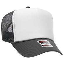 Load image into Gallery viewer, Zeta Tau Alpha Sorority White and Gray Foam Front Mesh Back Trucker Hat
