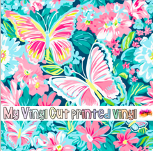 Load image into Gallery viewer, Printed Vinyl HTV &amp; Waterslide Preppy Butterflies H Patterns 12 x 12 inch sheet
