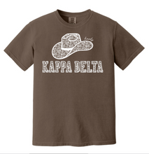 Load image into Gallery viewer, Comfort Colors Brown T Shirt Kappa Delta Lace Hat Available in S M L XL