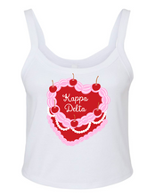 Load image into Gallery viewer, Crop Top Tank Kappa Delta Heart Cake Available in Black or White