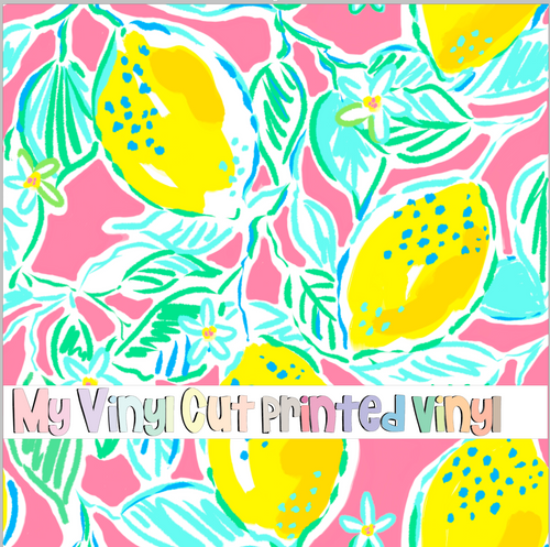Printed Vinyl & HTV Lemons Pattern 12 x 12 inch sheet