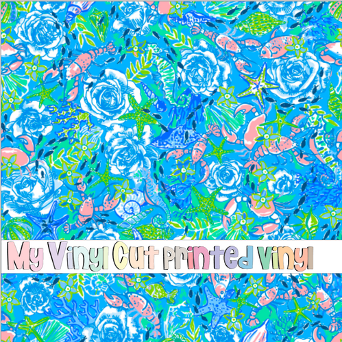 Printed Vinyl & HTV Lobster Green Pattern 12 x 12 inch sheet