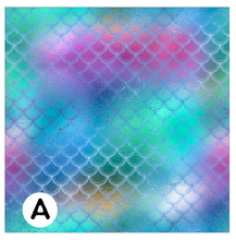 Load image into Gallery viewer, Printed HTV SPARKLING MERMAID SCALES Patterned Heat Transfer Vinyl 12 x 12 inch Sheet