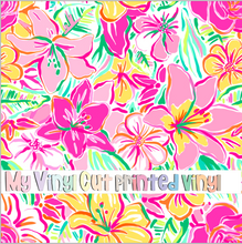 Load image into Gallery viewer, Printed Vinyl &amp; HTV Pink Lily Pattern 12 x 12 inch sheet