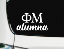 Load image into Gallery viewer, PM | Phi Mu Alumna | Greek Letters | Vinyl Decal | Car Decal | Laptop Decal | Transfer Decal