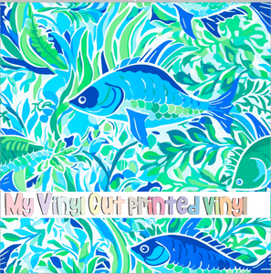 Printed Vinyl & HTV Preppy Fish A Pattern 12 x 12 inch sheet