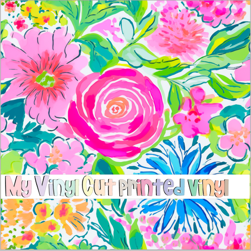 Printed Vinyl & HTV Preppy Floral A Pattern 12 x 12 inch sheet