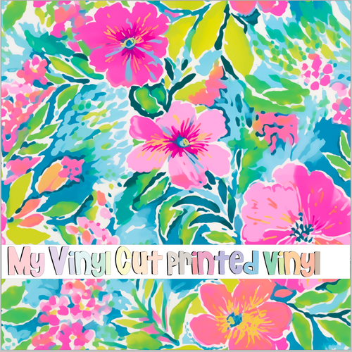 Printed Vinyl & HTV Preppy Floral G Pattern 12 x 12 inch sheet