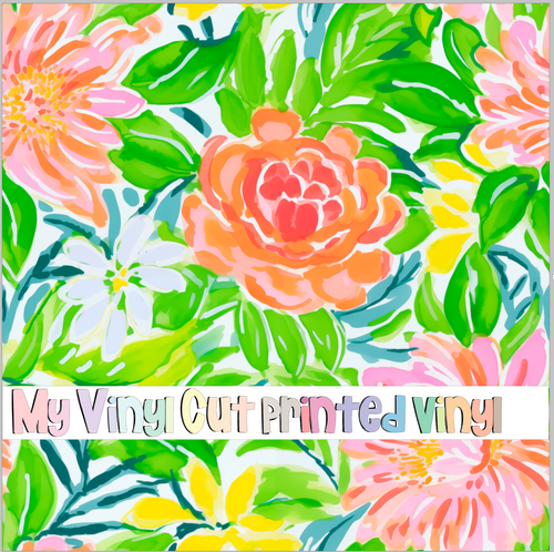 Printed Vinyl & HTV Preppy Floral I Pattern 12 x 12 inch sheet