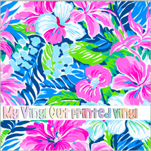 Load image into Gallery viewer, Printed Vinyl &amp; HTV Preppy Florals F Pattern 12 x 12 inch sheet