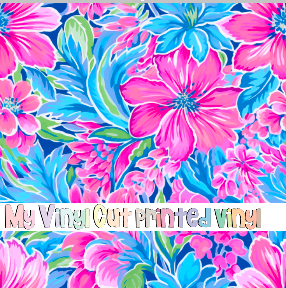 Printed Vinyl & HTV Preppy Florals J Pattern 12 x 12 inch sheet