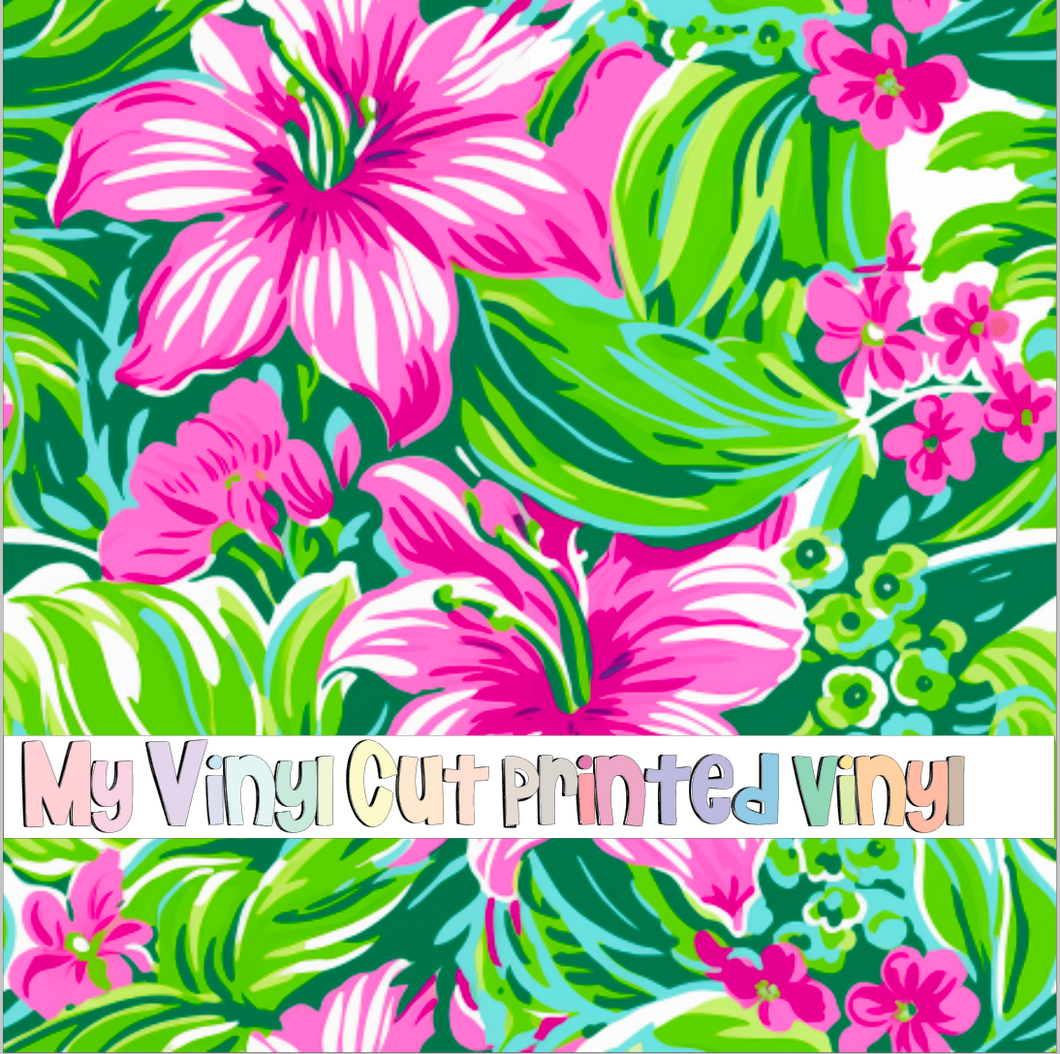 Printed Vinyl & HTV Preppy Florals L Pattern 12 x 12 inch sheet