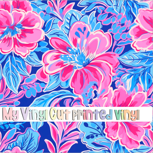 Printed Vinyl & HTV Preppy Florals T Pattern 12 x 12 inch sheet