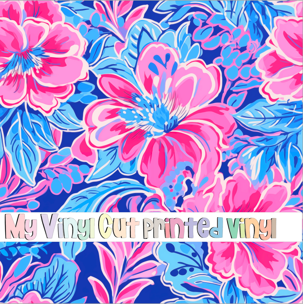 Printed Vinyl & HTV Preppy Florals T Pattern 12 x 12 inch sheet