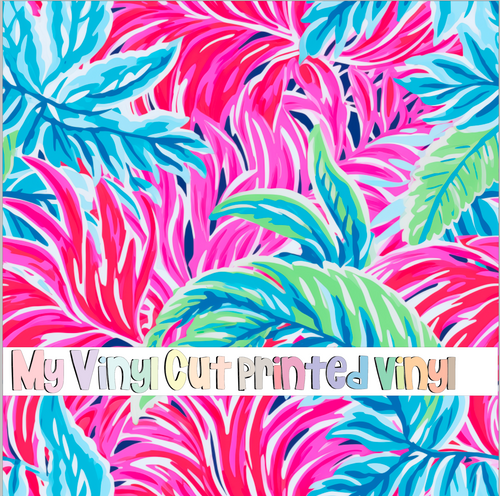 Printed Vinyl & HTV Preppy Fronds C Pattern 12 x 12 inch sheet