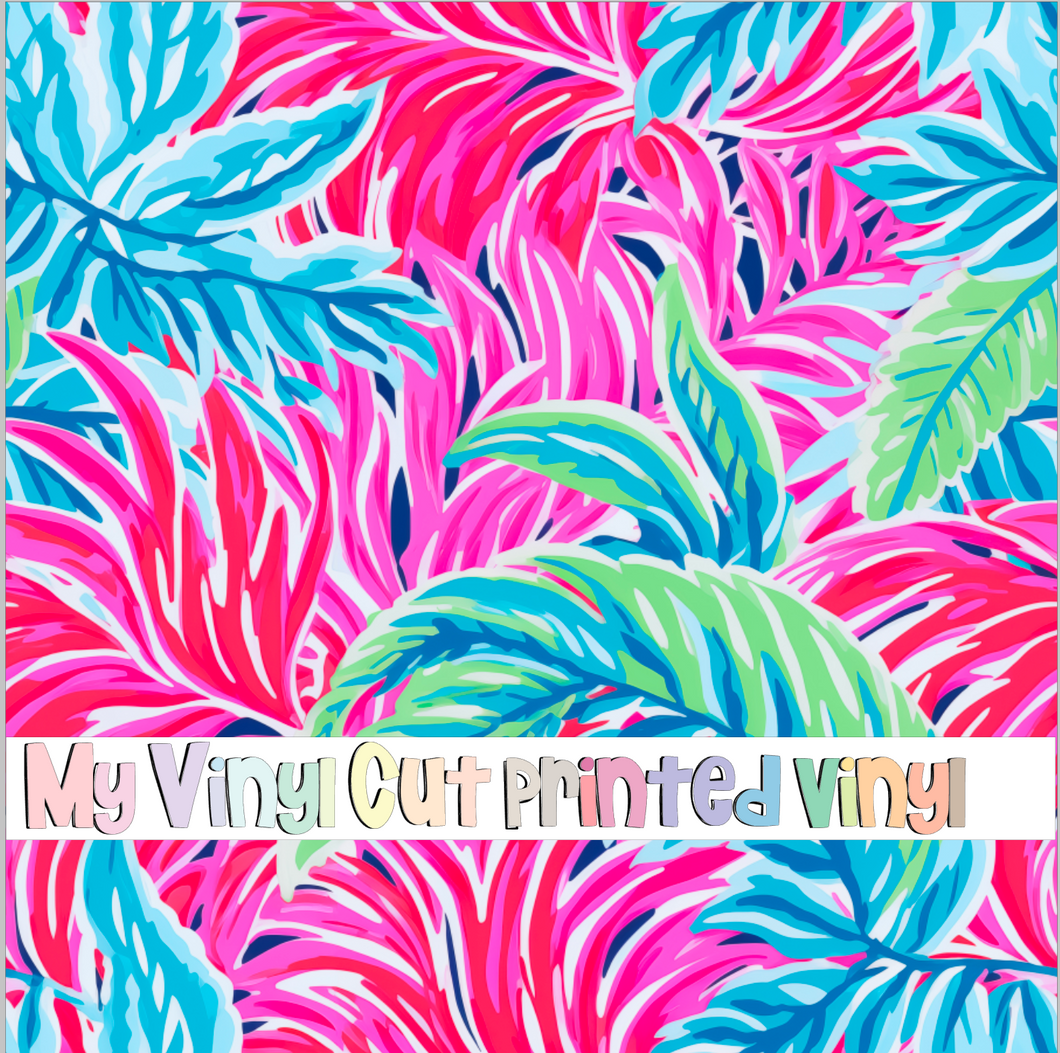 Printed Vinyl & HTV Preppy Fronds C Pattern 12 x 12 inch sheet