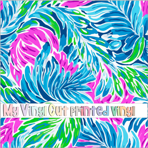 Printed Vinyl & HTV Preppy Fronds F Pattern 12 x 12 inch sheet