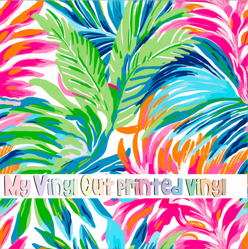 Printed Vinyl & HTV Preppy Fronds H Pattern 12 x 12 inch sheet