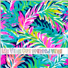 Load image into Gallery viewer, Printed Vinyl &amp; HTV Preppy Fronds L Pattern 12 x 12 inch sheet