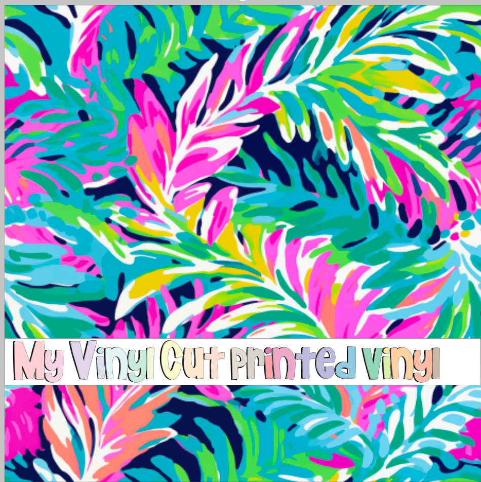 Printed Vinyl & HTV Preppy Fronds L Pattern 12 x 12 inch sheet