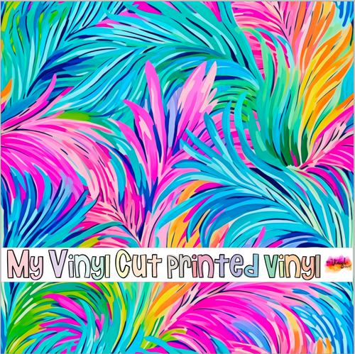 Printed Vinyl & HTV Preppy Fronds Q Pattern 12 x 12 inch sheet