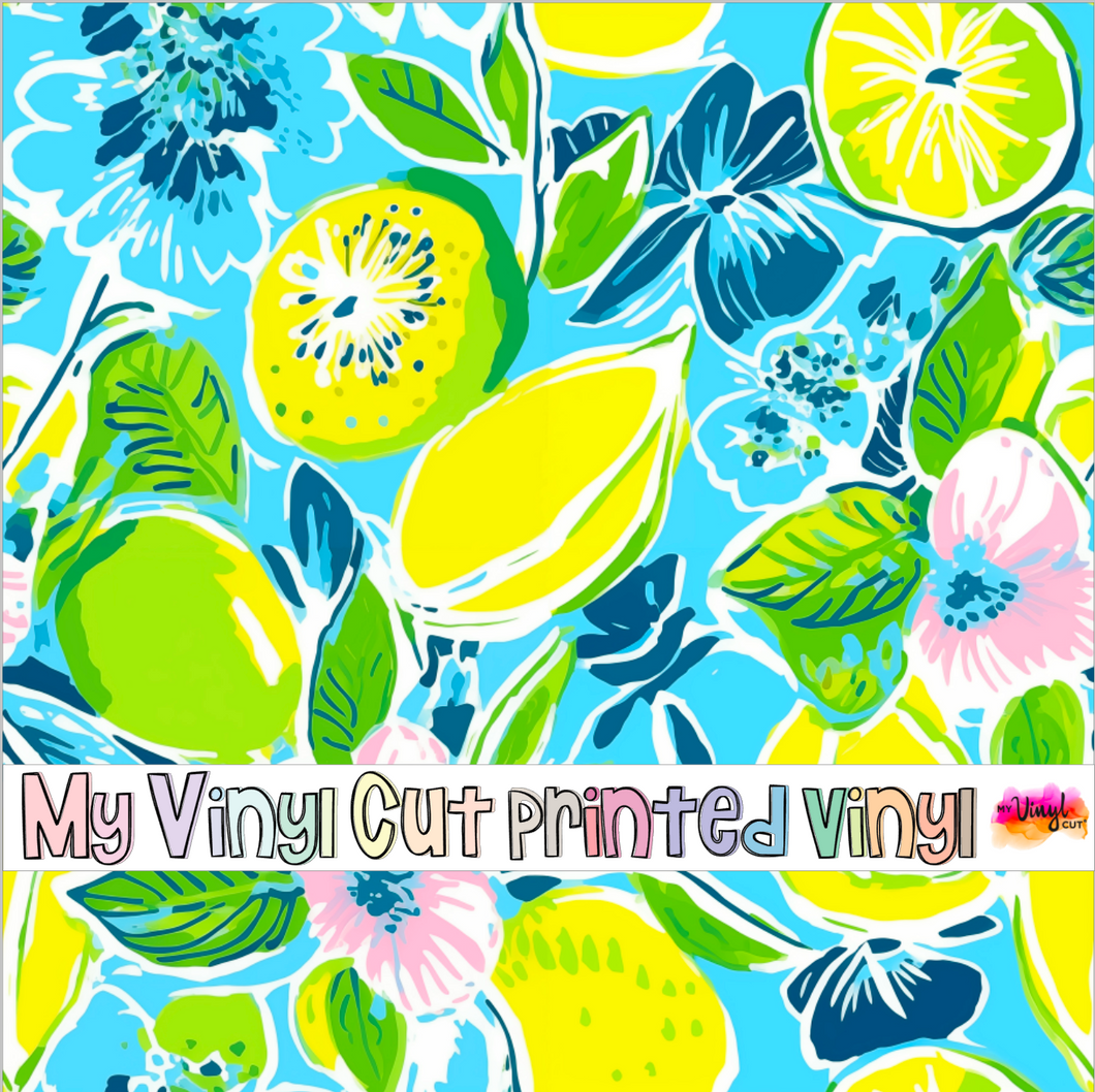 Printed Vinyl & HTV Preppy Fruit F Pattern 12 x 12 inch sheet