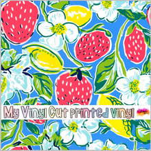 Load image into Gallery viewer, Printed Vinyl &amp; HTV Preppy Fruit K Pattern 12 x 12 inch sheet