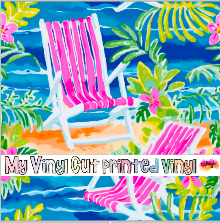 Printed Vinyl & HTV Preppy Vacation B Pattern 12 x 12 inch sheet