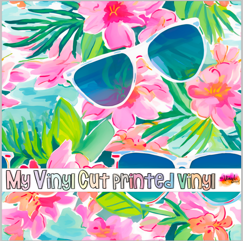 Printed Vinyl & HTV Preppy Vacation G Pattern 12 x 12 inch sheet