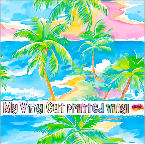 Printed Vinyl & HTV Preppy Vacation H Pattern 12 x 12 inch sheet