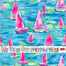 Load image into Gallery viewer, Printed Vinyl &amp; HTV Sailboat C Pattern 12 x 12 inch sheet