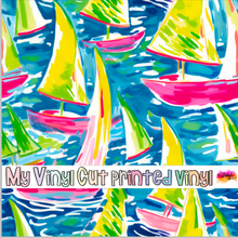 Load image into Gallery viewer, Printed Vinyl &amp; HTV Sailboat E Pattern 12 x 12 inch sheet