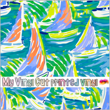 Load image into Gallery viewer, Printed Vinyl &amp; HTV Sailboat F Pattern 12 x 12 inch sheet