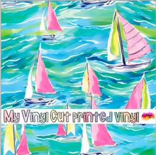 Load image into Gallery viewer, Printed Vinyl &amp; HTV Sailboat G Pattern 12 x 12 inch sheet