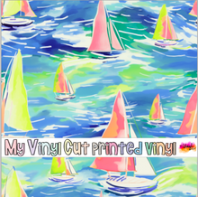 Load image into Gallery viewer, Printed Vinyl &amp; HTV Sailboat I Pattern 12 x 12 inch sheet