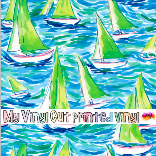 Printed Vinyl & HTV Sailboat J Pattern 12 x 12 inch sheet